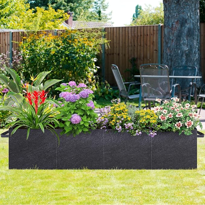 66x65x18 Inch Cucumber Trellis for Raised Bed - with 61 Gallon Grow Bags Garden Trellis for Climbing Plants Outdoor with Climbing Net and Plant Support for Cucumber Tomato Vegetable Grape Vine