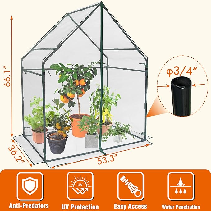 Gardzen Mini Greenhouse with Mesh Cover Portable Outdoor Greenhouse Enhanced Ventilation Ideal for Spring Summer &amp Fall 36.2(L) x53.3(W) x66.1(H)