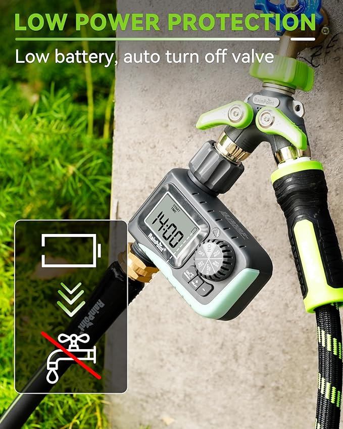 RAINPOINT Sprinkler Timer Programmable Water Timer for Garden Hose Outdoor Soaker Hose Timed with Rain Delay/Manual/Automatic Watering System Digital Irrigation for Yard Lawn 1 Outlet
