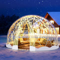 12FT Garden Dome Tent Geodesic Dome Greenhouse with PVC Clear Cover Waterproof Garden Bubble Dome Tent House with 2 x 10M Light Strings for Outdoor Patio Party (White Edge 12.5FT/3.8M)