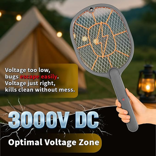 2-Pack Electric Fly Swatter – Battery Powered Mosquito &amp Bug Zapper Racket with Safe Mesh &amp Wall-Mount Design for Indoor and Outdoor Use (Black &amp Gray)