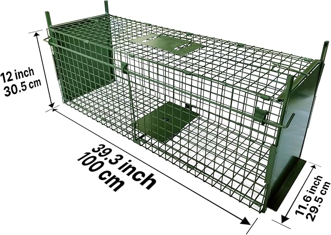 ARIFARO Animal Cage Trap (40 L x 11.6 W x 12 H) Humane Live Cage Trap Double-Door Metal Capture Cage for SkunksRaccoonsRabbitsStray CatsSquirrelsMolesGophers