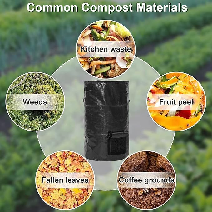 Compost Bin Reusable Yard Waste Bags Outdoor Compost Bin Bags for Garden Yard 34 Gallon