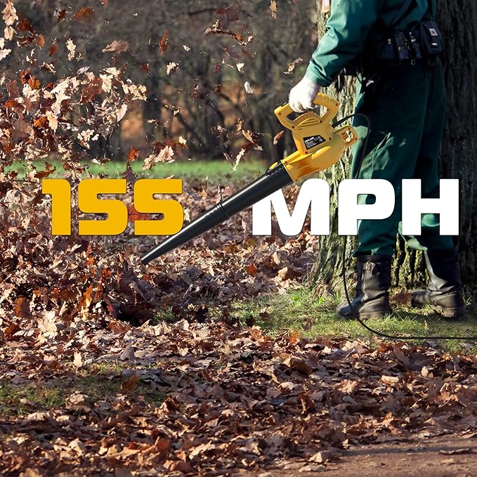 Electric Leaf Blower Corded 7-AMP Leaf Blowers 155MPH/350CFM Small Handheld Lawn Blower Lightweight &amp Portable for Lawn Care