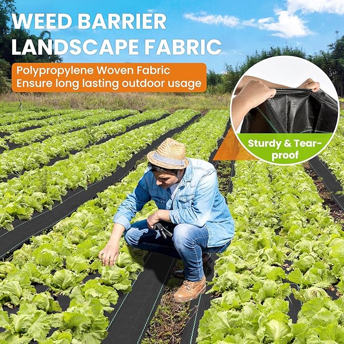 6x300FT Weed Barrier Landscape Fabric Heavy Duty 3.2oz Woven Geotextile Fabric Ground Cover Weed Block Gardening Mat Weed Control Garden Cloth for DrivewayRoadFrench DrainVegetable Patch