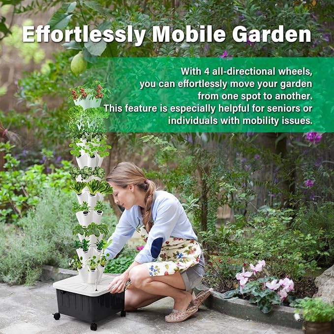Hydroponic Growing System Tower14 Layered Hydroponic Tower 70 Slots Vegetable Growth PlanterHydroponics Fruit Towers Hydroponics Growing Kit for Flowers Balconies Courtyards Roofs
