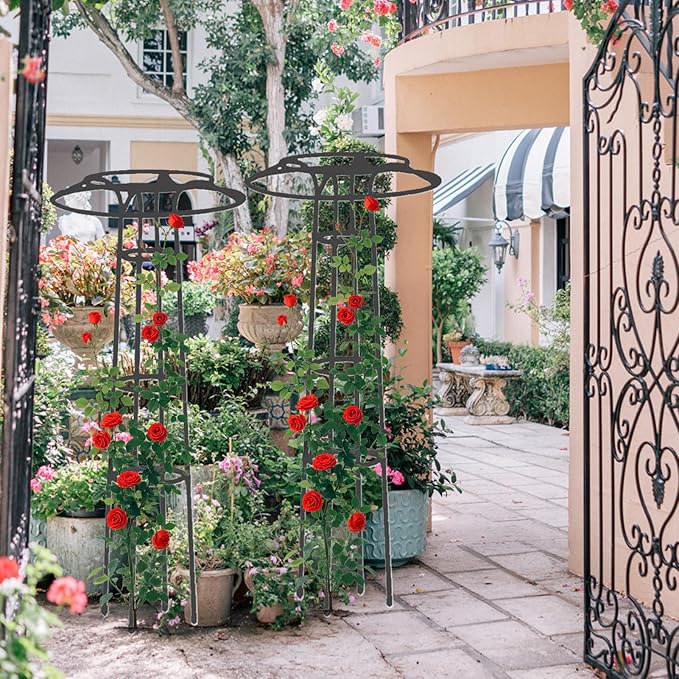 Garden Trellis - Iron Material Adjustable Frame Indoor Outdoor Support | Weatherproof Climbing Structure with Stability for Balcony Flowers Yard Vegetables Greenhouse Vines Garden Trellis Use