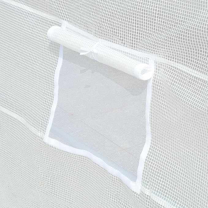 20'x10'x7' UV Resistant Weatherproof PE Greenhouse Replacement Cover with 12 Windows Rollup Zipper Door White