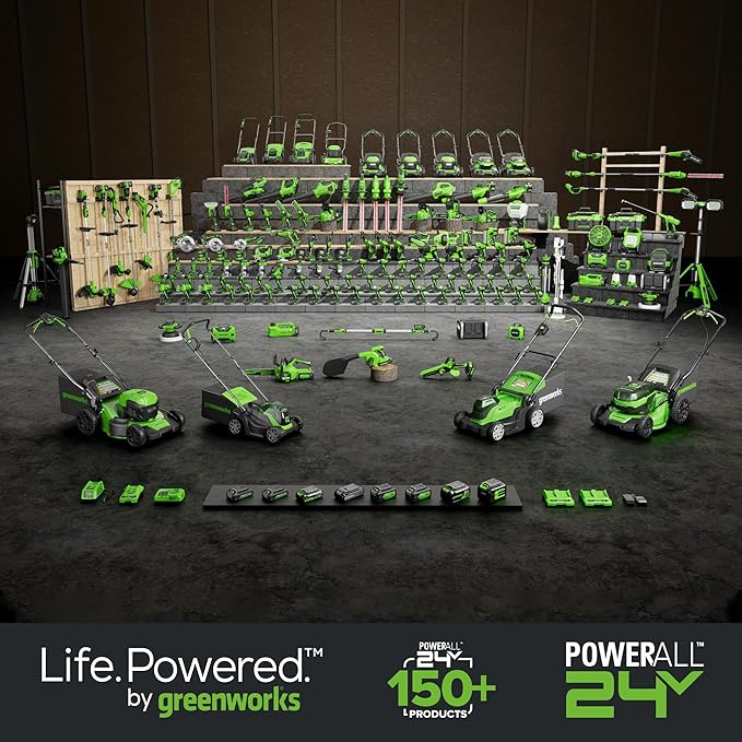 Greenworks 24V (110 MPH / 450 CFM / 200+ Compatible Tools) Cordless Brushless Axial Leaf Blower Battery and Charger Not Included