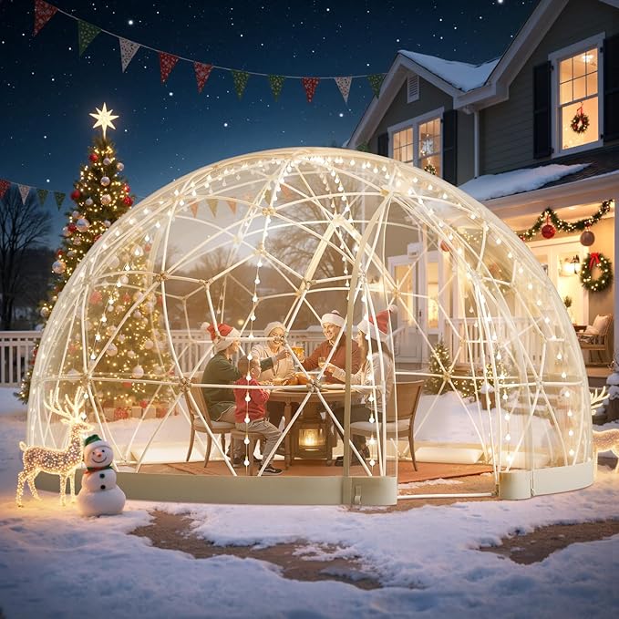 VEVOR Garden Dome Tent 15 x 9.5 ft Clear Bubble Tent House for 12-14 Person Waterproof PVC Geodesic Dome Greenhouse with Ventilated Window Outdoor Igloo Tents for Patio Backyard Party Camping