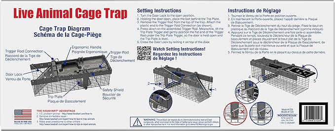 Havahart Small 1-Door Humane Live Catch and Release Animal Trap for Squirrels Weasels Chipmunks and Other Animals - Humane Catch and Release for Small Animals - 1026