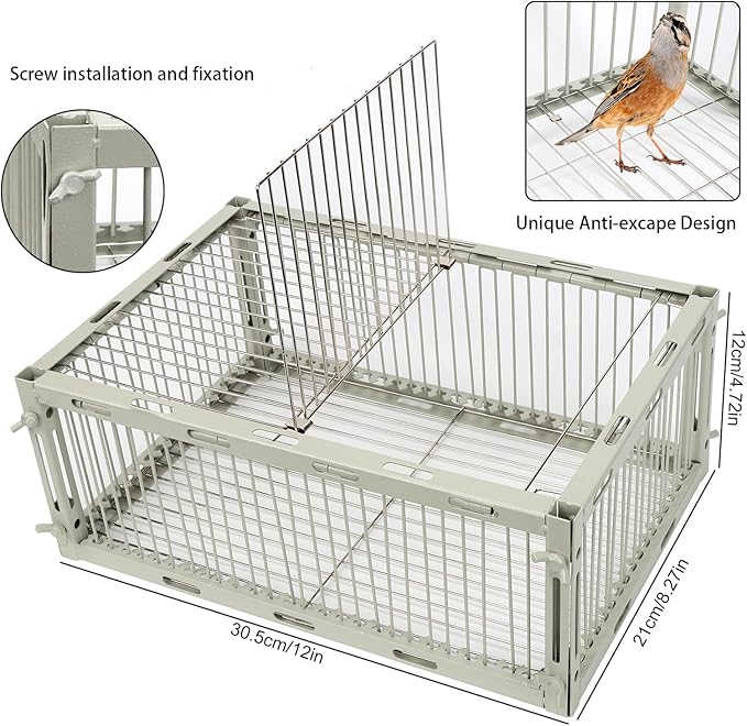 Universal Sparrow Trap Cage – Birds Trap Cage with Escape-Proof Design One Way Bird Catcher Traps for Starlings Quail Cardinals and So OnMade from Rust-Resistant Metal for Long-Lasting Use