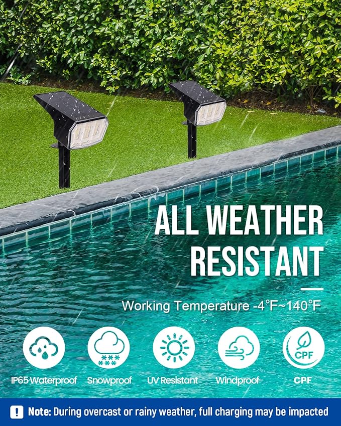 Solar spotlights Outdoor 63 LED 3 Lighting Modes IP65 Waterproof Lighten Yard Garden House Garage Pathway for Christmas Decorations-6 Pack