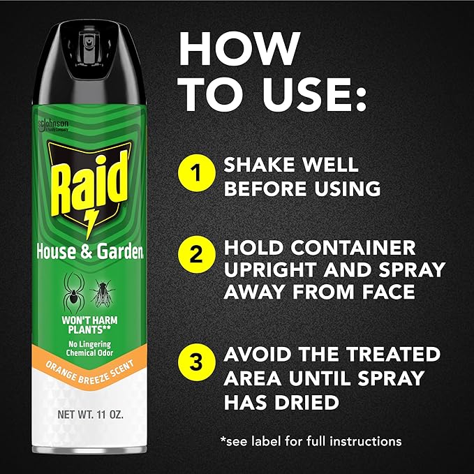 Raid House &amp Garden Insect Killer Spray Orange Scent 11 Ounce (Pack of 12)
