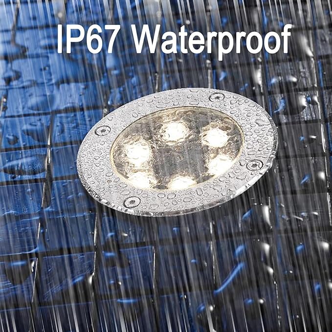 LED Buried Lights - Outdoor Landscape Lights DC 24V Low Voltage Round Ultra-Thin Garden Ground Lights IP67 Waterproof Outdoor Recessed Spot Light Driveway Park Patio Floor Lamp(Yellow12W)
