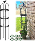 Garden Trellis for Climbing Plants Metal Obelisk Flowers Stand Tomato Cage Plant Support Metal Pipe for Vines Flower Climbing Rose Clematis Vegetable Tomato Trellis(Black28x145cm)