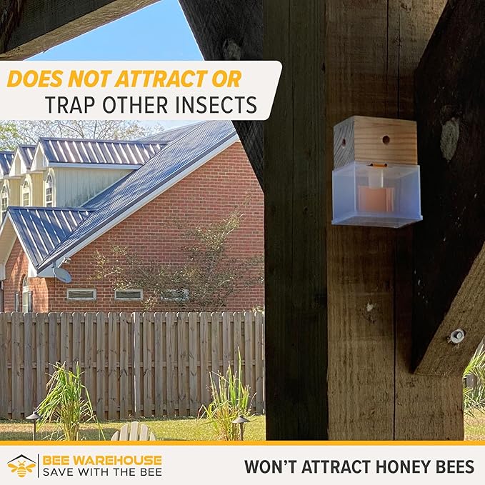 Carpenter Bee Trap - Wood Boring Bee Trap - Unique Catch &amp Release Outdoor Carpenter Bee Trap - Includes Hanging Hardware &amp 5 Bee Dams