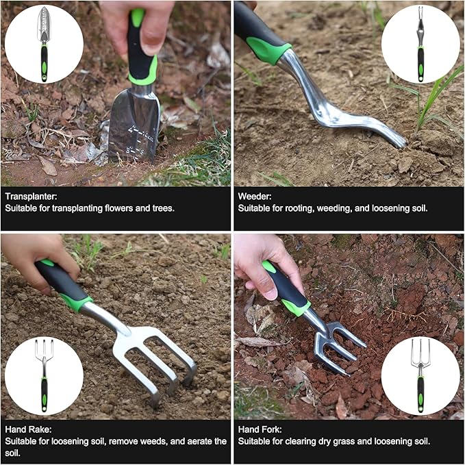Gardening Supplies Garden Tool Set 19 Pcs Stainless Steel Garden Tool Kit with Bag Ideal Gardening Gifts for Women