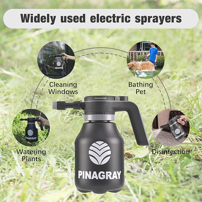 2L/0.5Gallon Electric Water Sprayer - Rechargeable Battery Powered Mister for Plants Weeds Cleaning &amp pet Cooling Handheld Sprayer with Nozzle and Extension Wand
