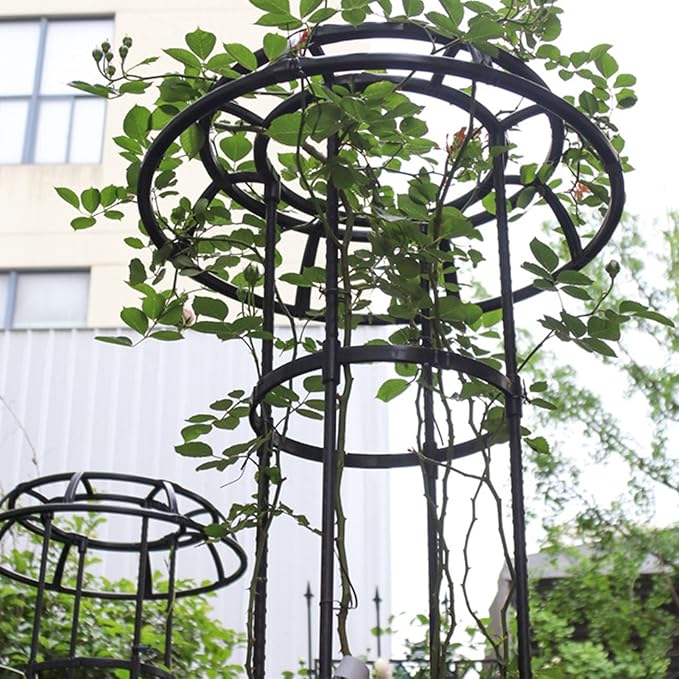 Garden Trellis for Climbing Plants Outdoor Mushroom Top Design Plant Stand Plant Trellis Support Cage for Climbing Vine Rose Clematis Indoor Potted Plants Black Black M