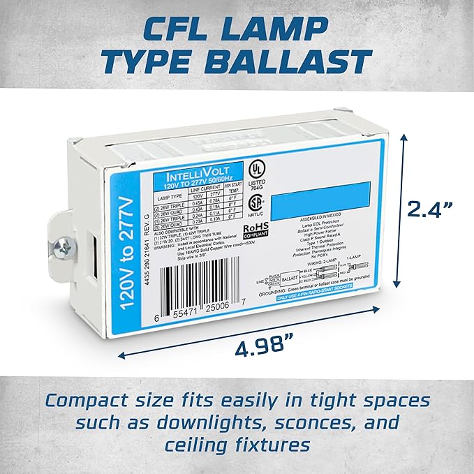 OHLECTRIC Replacement for ICF-2S26-H1-LD Compact Fluorescent Ballast (2 Pack) | Programmed Start Electronic Ballast 120/277 Volt