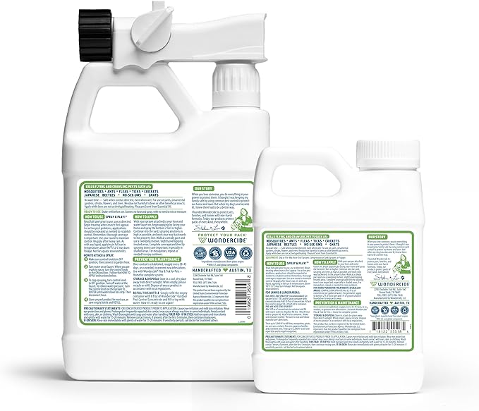 Wondercide - Mosquito Yard Spray Refill Starter Kit - Powered by Natural Essential Oils – Insect Killer and Repellent - Lawn Treatment for Pest Control - 32 oz Ready to Use and 16 oz Concentrate