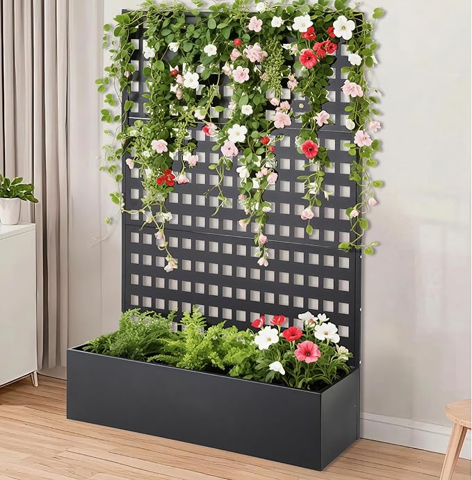 CABIHOME Steel Raised Garden Bed - Large Steel Planter Box Anti-Rust Metal Grow Box for Vegetables Patio Balcony Backyard
