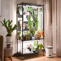 Bstrip Plant Cabinet with Pegboard 3 Tier Plant Shelf with Grow Light Metal Plant Stand with 4 Pack 96W Grow Lights for Indoor Plant Foliage Plants Seed Starting 29.5x13.8x59