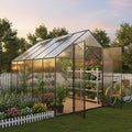 Kingdura 8x10ft Walk-in Greenhouse for Outdoors Large Polycarbonate Greenhouses with Heavy Duty Aluminum Frame Adjustable Roof Vent Lockable Door UV Protection for Outside Garden Backyard