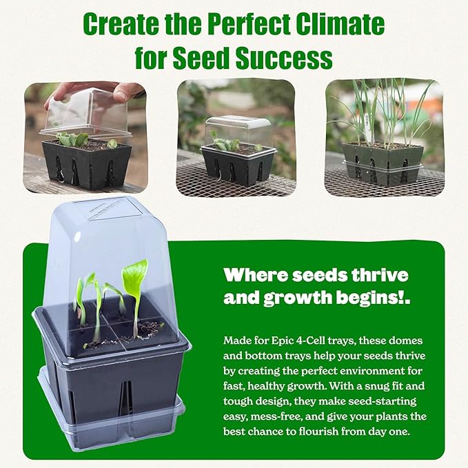 Epic Gardening Reusable Germination Domes &amp Trays - Easy Watering Seed Starting - Gardener Friendly Plant Trays for Seedlings | UV-Treated &amp BPA-Free (16)
