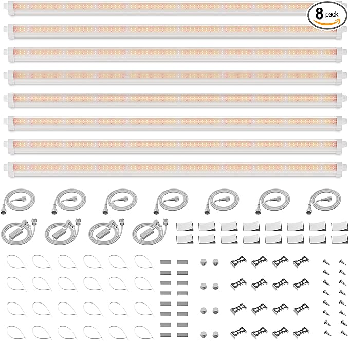 Spider Farmer 3FT LED Grow Lights for Indoor PlantsLight Strips for ShelvesFull Spectrum IP65 Waterproof Supplemental Light Bars for Grow Tent Indoor Greenhouse Plant Seedling Veg Flower8-Pack