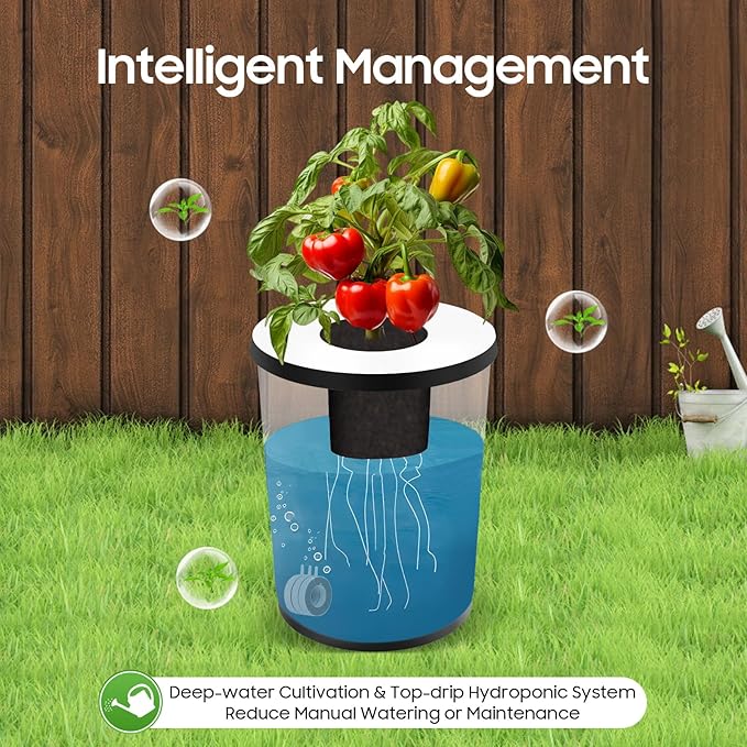 Hydroponic System 5 Gallon 6 Buckets Hydroponics Growing System Recirculating Growing Kit with Pump Air Stone and Water Leveling Device for Indoor/Outdoor Leafy Vegetables