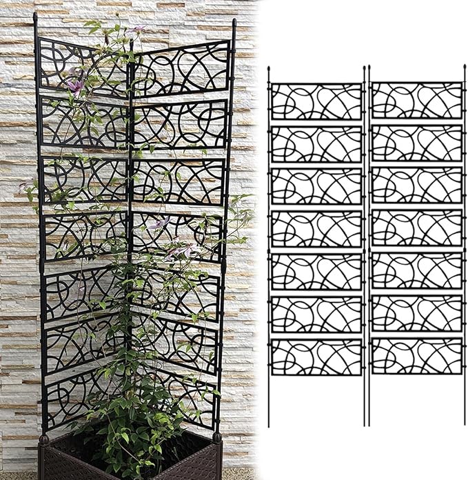 Foldable Garden Trellis Potted Plant Climbing Support Garden Fence For Decorative Privacy Screen For Indoor Outdoor Flowers Vegetable Fruits Vines Support ( Color : Black  Size : 81x180cm/31.9x70.