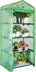 4 Tier Mini Greenhouse - Portable Indoor Outdoor Green House with 24lbs Per Shelf Durable PE Cover &amp Tool-Free Assembly for Garden Balcony Patio Backyard