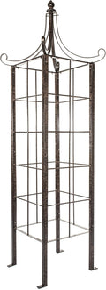 H Potter Garden Obelisk Trellis 7.5 FT Tall — 77-Lb Heavy Duty Iron for Climbing Roses Clematis Jasmine — Decorative Finial Ground Spikes Included Freestanding