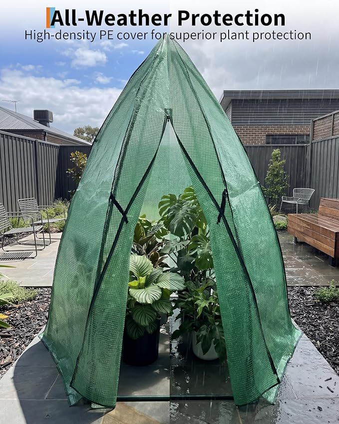 Greenhouse for Outsides 54”x 54”x 71” Heavy Duty Green House Tent with Durable PE Cover Garden Plant Protector with Zippered Door Mesh Window for Vegetables Flowers Fruits HerbsGreen