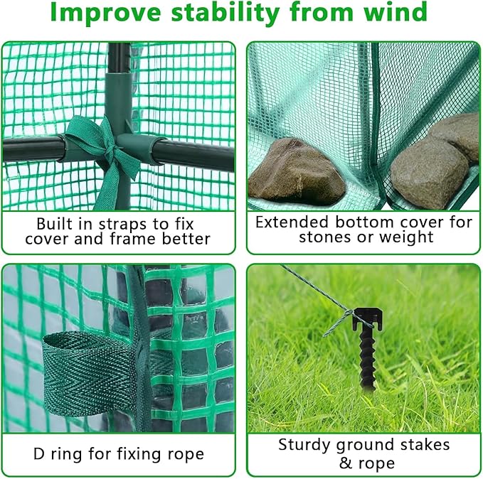 Greenhouse 57 x 57 x 76'' Greenhouses Plant Tent for Outdoors Durable Grow Kit with Window Thicken PE Cover 3 Tiers 8 Shelves Heavy Duty Walk in Green Houses for Indoor Backyard Outside
