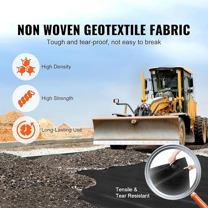 Weed Barrier Fabric Non Woven Geotextile Fabric Under Gravel Driveway Landscape Heavy Duty Weed Barrier(4x100ft 8.0Oz)
