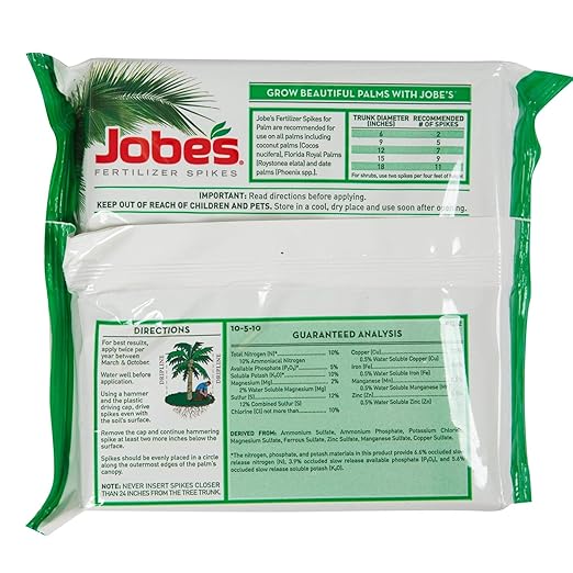 Jobe's Palm Tree Fertilizer Spikes 10-5-10 Time Release Fertilizer for All Outdoor Palm Trees 5 Spikes per Package (3)
