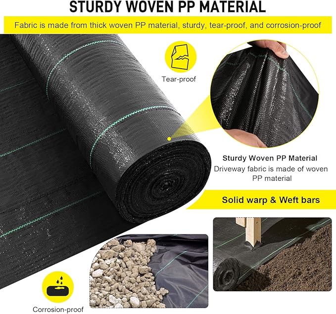 forimo Driveway Fabric5x500 ft Road Fabric Commercial Weed Barrier Fabric Landscape Fabric Heavy Duty 4OZ French Drain Fabric for Erosion ControlLandscape FabricWeed BarrierConstruction Projects
