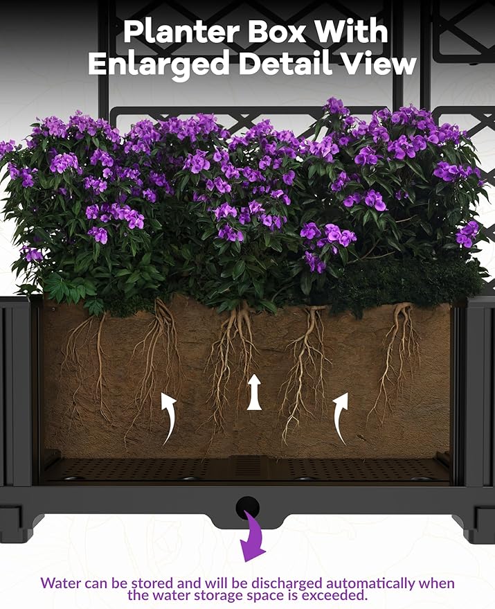 3PCS Modular Raised Garden Bed Planter Box Kit with Metal Trellis – Vertical Garden Lattice for Climbing Plants Vegetables Flowers – Outdoor Patio Privacy Screen for Balcony Deck Small Spaces –
