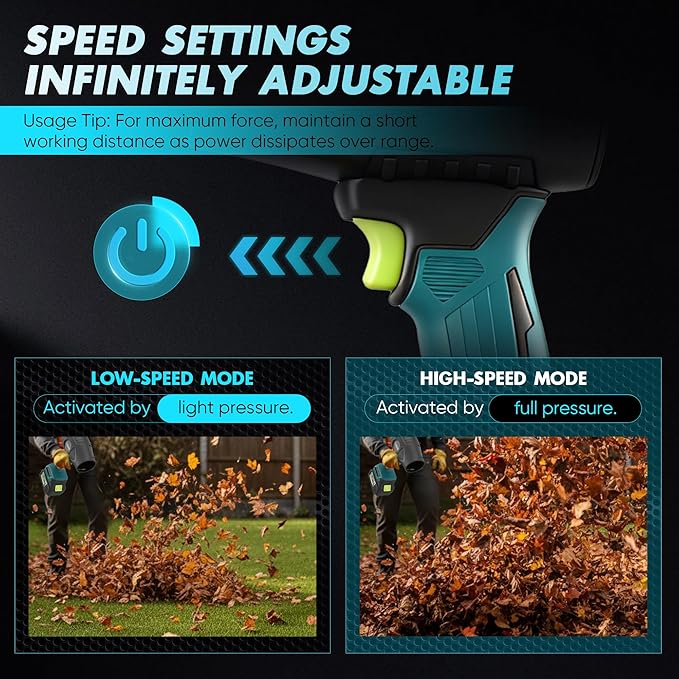 Cordless Leaf Blower with 2 X4.0Ah Batteries180000 RPM Handheld Blower Newly Upgraded Compressed Air Duster Adjustable Speed for Patio Lawn Garden Cleaning