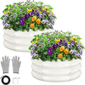 GreatBuddy 2x2x1 ft Round Galvanized Raised Garden Bed Easy-Assembly Raised Bed with Anti-Cut Gloves &amp Tools Rust-Proof Garden Bed for Outdoor Vegetables Herbs Small Trees White