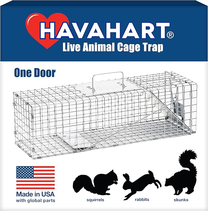 Havahart Medium 1-Door Humane Catch and Release Animal Trap for Rabbit Skunk Mink and Squirrel - Professional Style Live Catch Trap - 1078SR - Humane Capture and Release