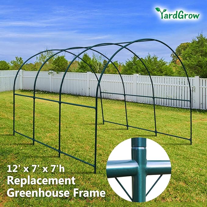 Strong Camel Greenhouse Replacement Frame for Outdoor Larger Hot Garden House  Support Arch Frame Climbing Plants/Flowers/Vegetables (12'X7'X7' Frame)