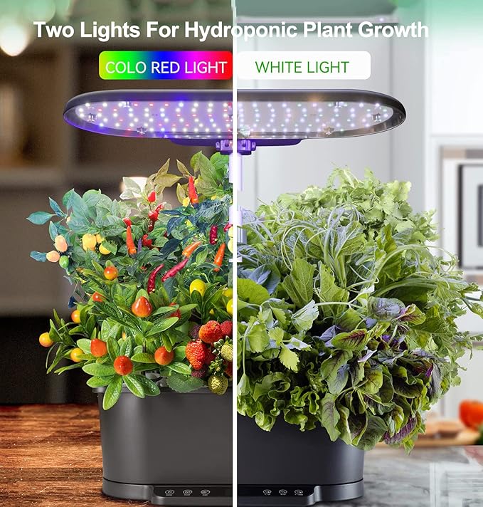GeRRiT Hydroponic Growing System WiFi 15 Pods Indoor Garden with 5.5L Water Tank 76cm Adjustable Height Germination Kits App Controlled Garden Planter with LED Grow Light Pump System