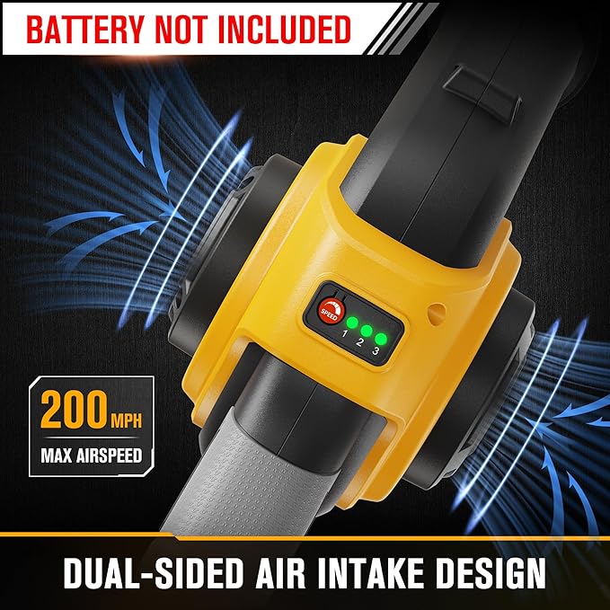 Cordless Leaf Blower Compatible with DEWALT 20V Max Battery (Tool Only) 200MPH Small Electric Leaf Blowers w/ 3 Speeds Mode Lightweight Mill Leaf Blowers Battery Powered for Patio
