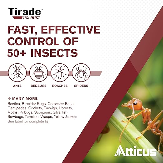 Atticus Tirade 1% Cyfluthrin Dust Insecticide (1.25 lb) - Ready-to-Use Insect Killer - Indoor and Outdoor Control of Ants Bees Wasps Hornets Cockroaches and Many Other pests