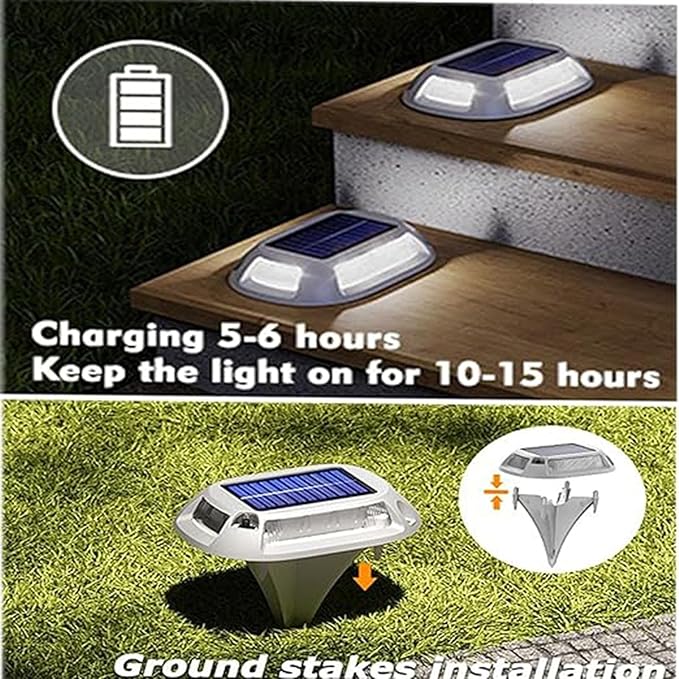 Solar Underground Lamps - Outdoor Embedded Courtyard Lawn Lights with Floor Socket LED Landscape Lighting Walkway Warning Step Light IP65 Waterproof Solar Deck Lights(4PCS(0.3W-2V))