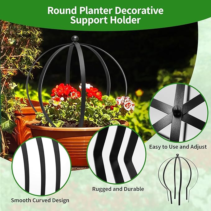 2Pcs Metal Obelisk Trellis for Climbing Plants Outdoor 25.5X21.5 Circle Garden Trellises for Vines Flowers Climbing Plant Trellis Potted Cages Plant Support for Patio Doorway Courtyard Decor